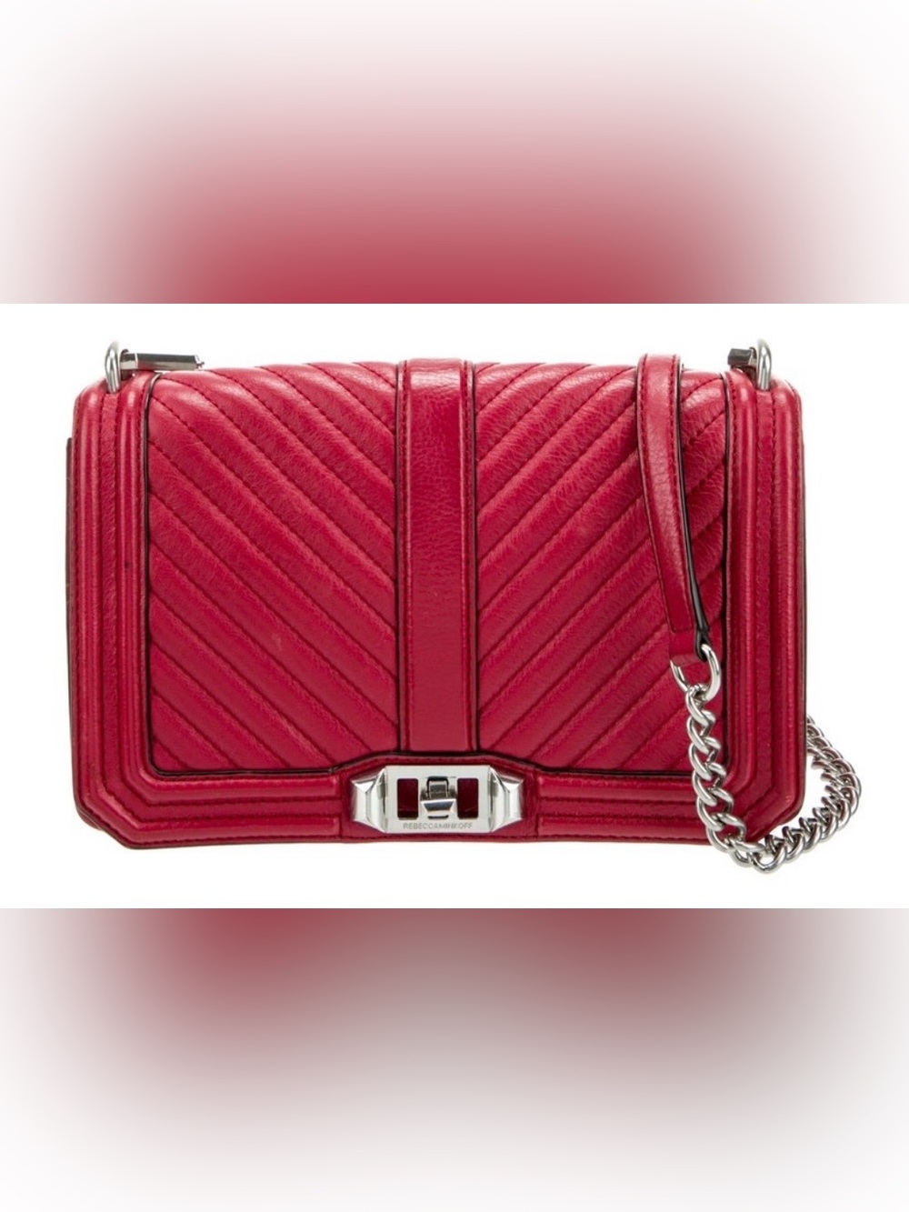 Rebecca Minkoff Red Quilted Chevron Leather Crossbody